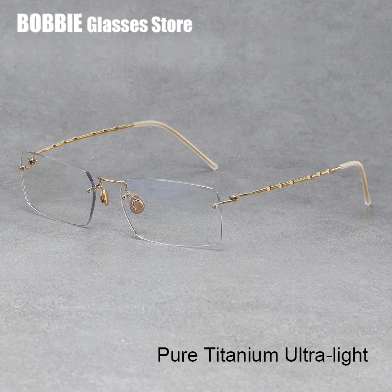 

Rimless Square Glasses Frame Men Women Denmark Brand Titanium Screwless Lightweight Retro Optical Prescription Eyeglasses Oculos