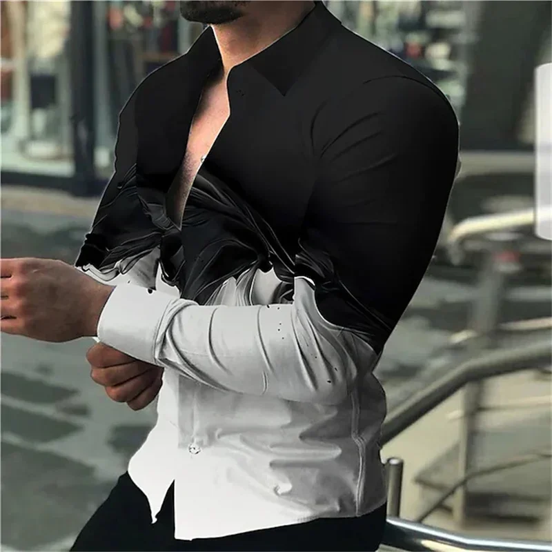 

New Fashion Men's Apparel Tops T-Shirt Cotton Elastic Lapel Shirt Evening Dress Casual Festival Outdoor Blue Purple Plus Size