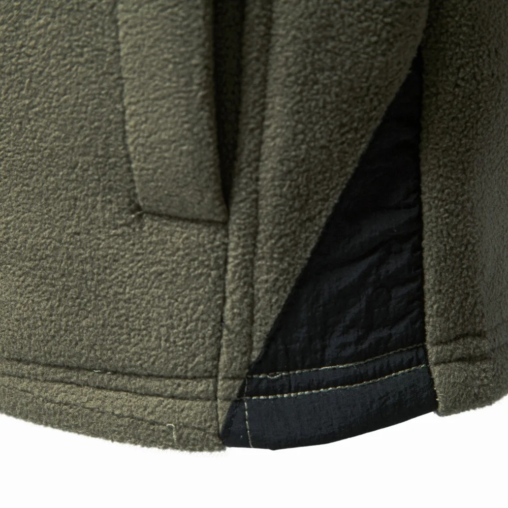 AIOPESON Herren Fleece-Sweatshirt mit mehreren Taschen, Stehkragen, Druckknöpfen, einfarbig, lässiger Outdoor-Pullover, warm für Herbst und Winter. – Detail 15
