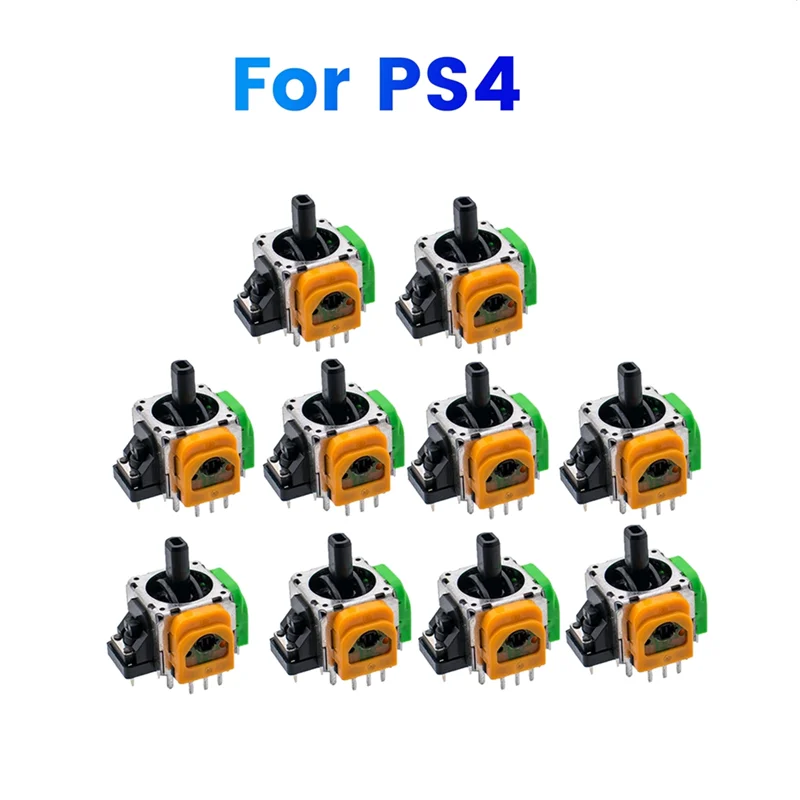 ABKI-10 Buah untuk PS4 Hall Potensiometer Joystick Elektromagnetik Logam Oranye & Hijau + Plastik Dapat Disesuaikan IC Elektromagnetik Joy