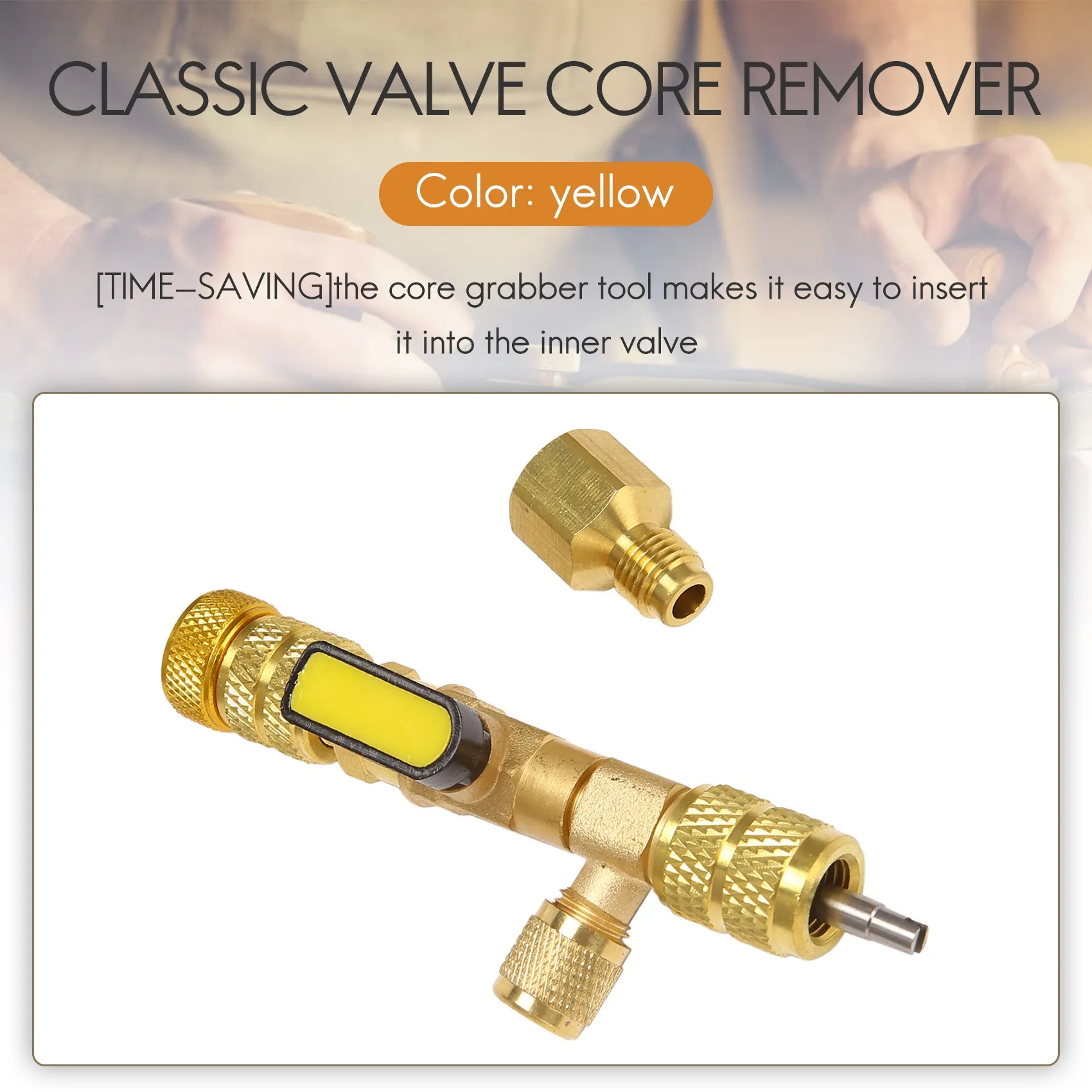 R410A R22 Valve Core Remover Installer Tool with Dual Size SAE 1/4 & 5/16 Port for R404A R407C R134A R12 R32 HVAC