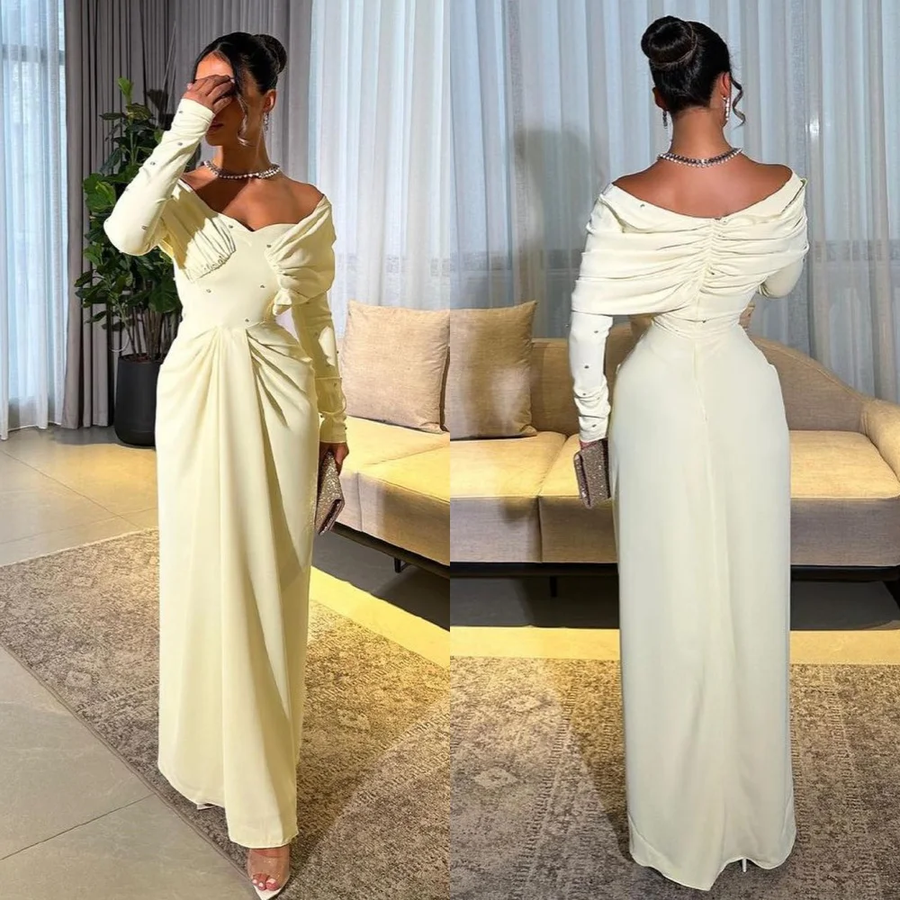 Robe Longue Plissée à Paillettes en Jersey Élégante Personnalisée, Tenue Droite à Épaules Dénudées, Style Chinois Exquis