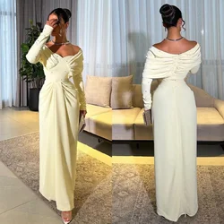 Customized Elegant Jersey Pleat Sequined Straight Off-the-shoulder Long Dresses Homecoming Dresses Chinese Style Exquisite