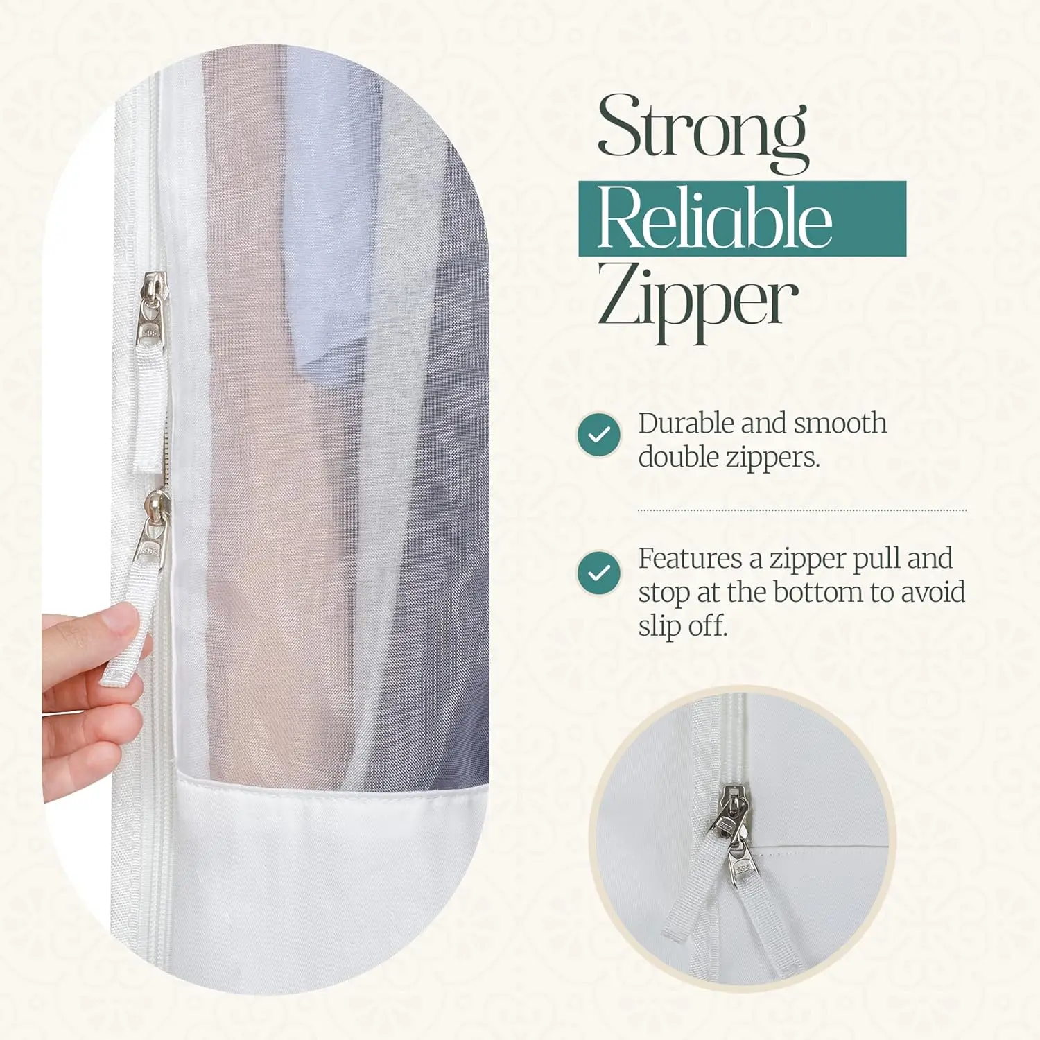 Bolsa de roupas de algodão de 60 polegadas com blocos de cedro para armazenamento e proteção de roupas, ideal para vestidos e casacos