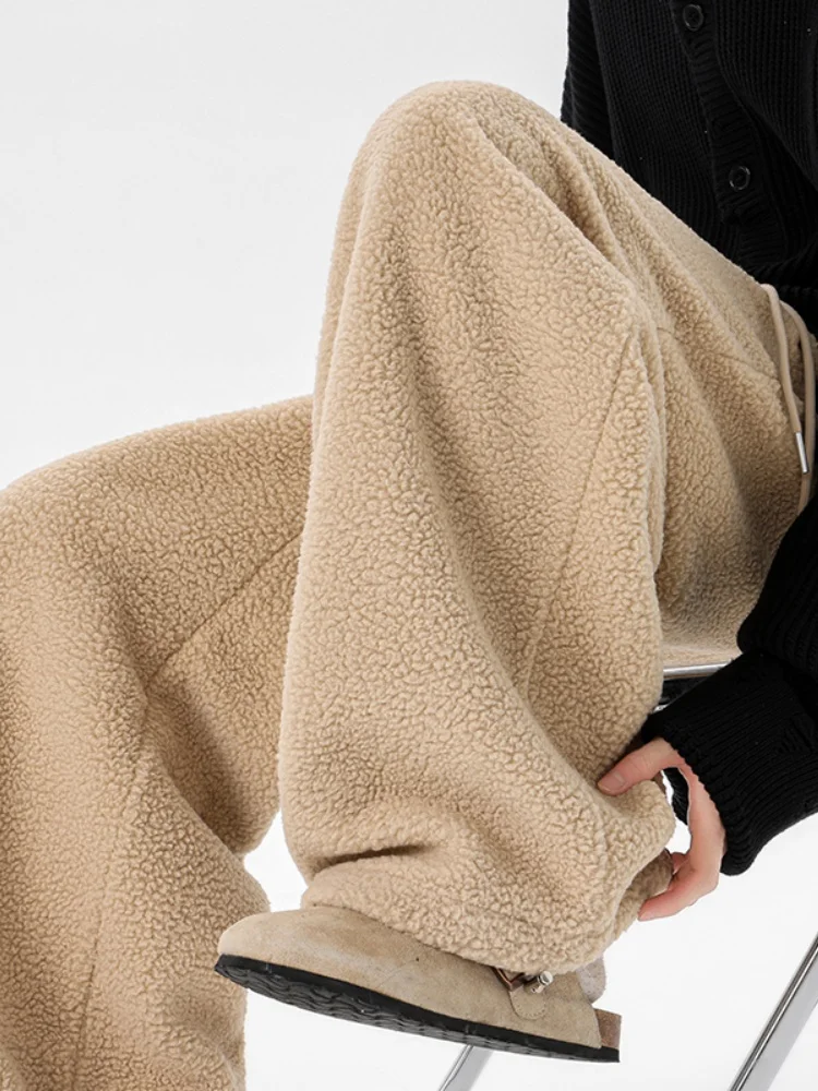 

Мужские зимние повседневные брюки из овечьего флиса с подкладкой, утепленные, прямые, широкие, длинные, комфортные, теплые, хлопковые