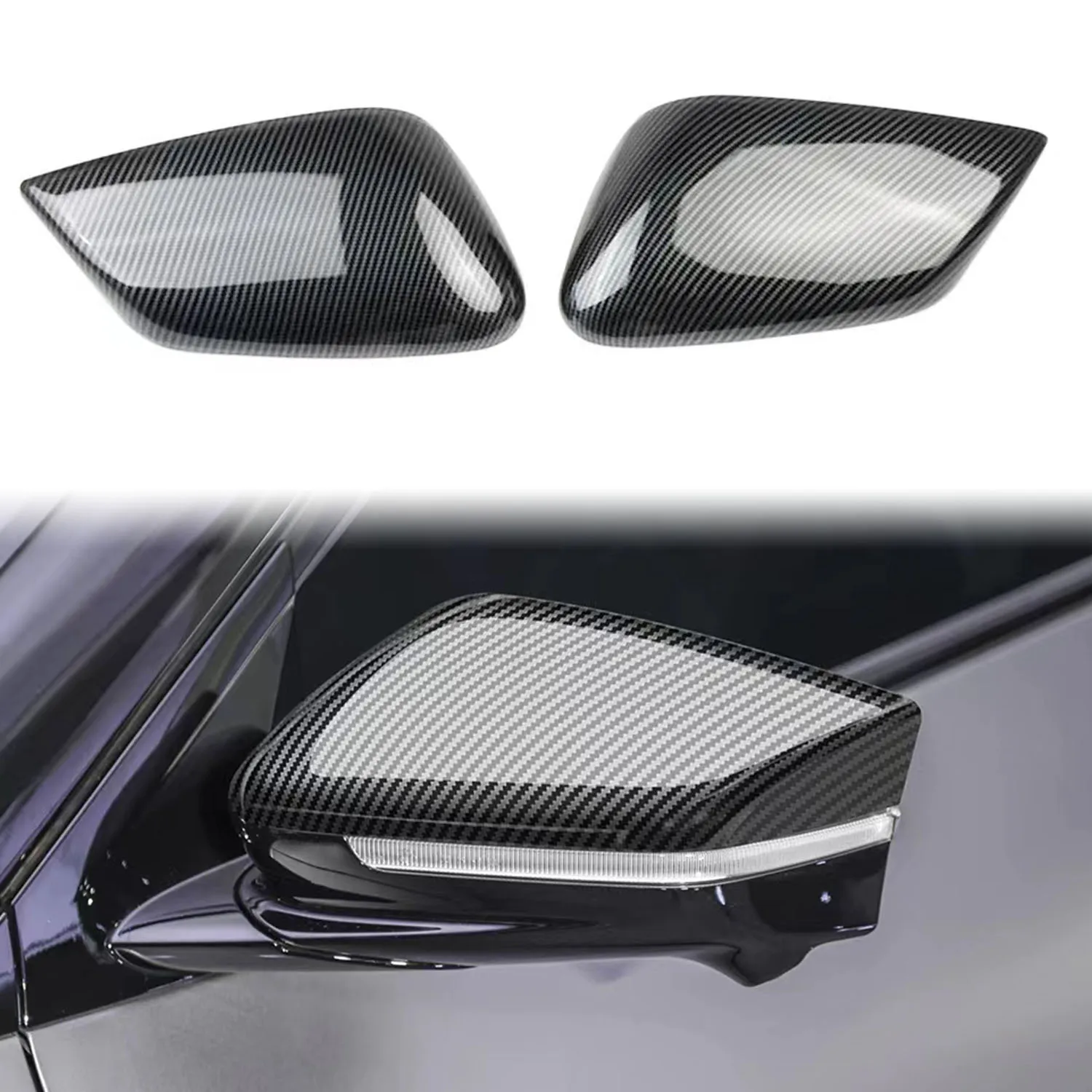 

For Kia EV6 2021 2022 2023 2024 2025 Exterior Rear View Side Door Mirror Decor Cover Trim ABS Carbon Style 2pcs
