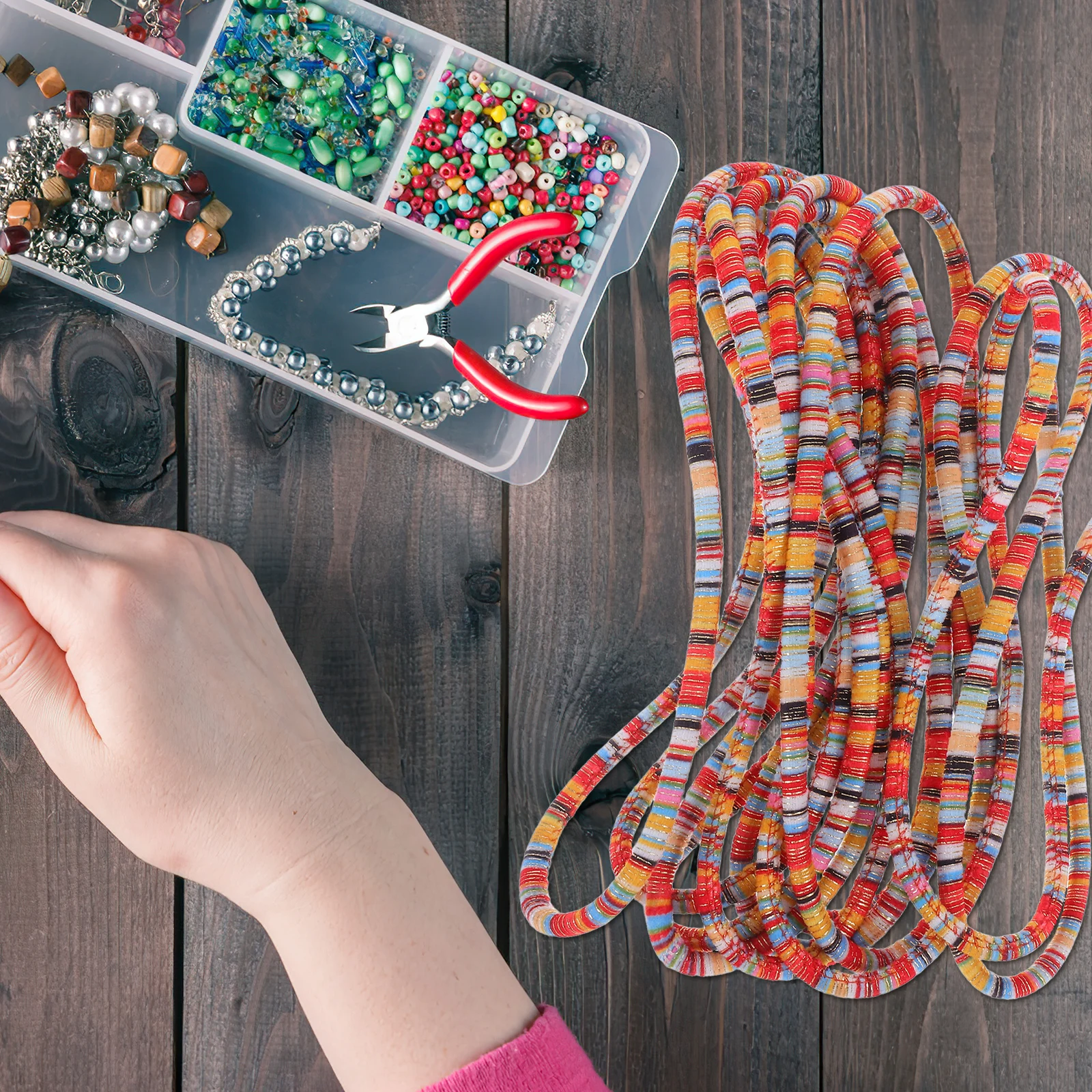 

Ethnic Inspired Fabric Wrapped Rope for DIY Jewelry Making Handwoven Textile Cord Necklace Bracelet Crafts Rope