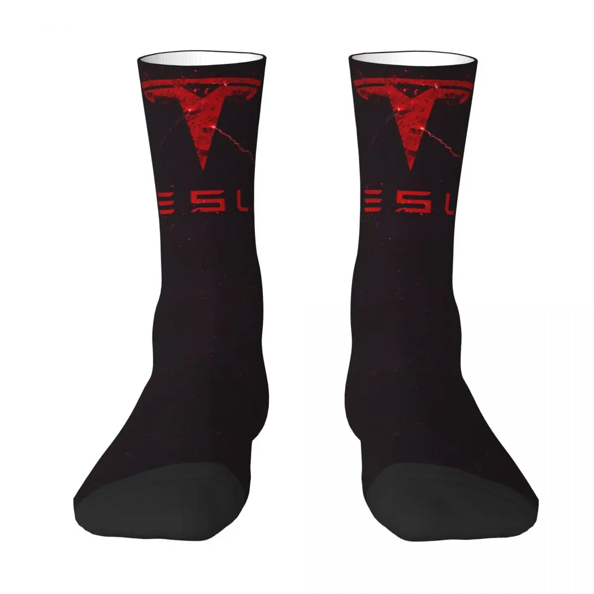 Calzini Unisex con Logo rosso Tesla, calzini felici con stampa 3D calda calzino pazzo Street Style