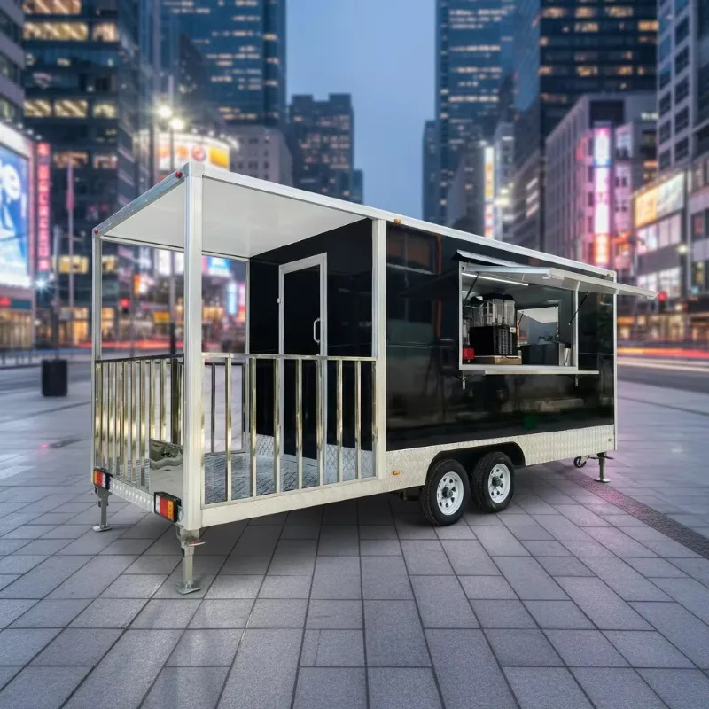 Customized Premium Quality Fully Equipped Composite Board Food Cart And Truck Trailer With Full Kitchen For Fast Food Restaurant