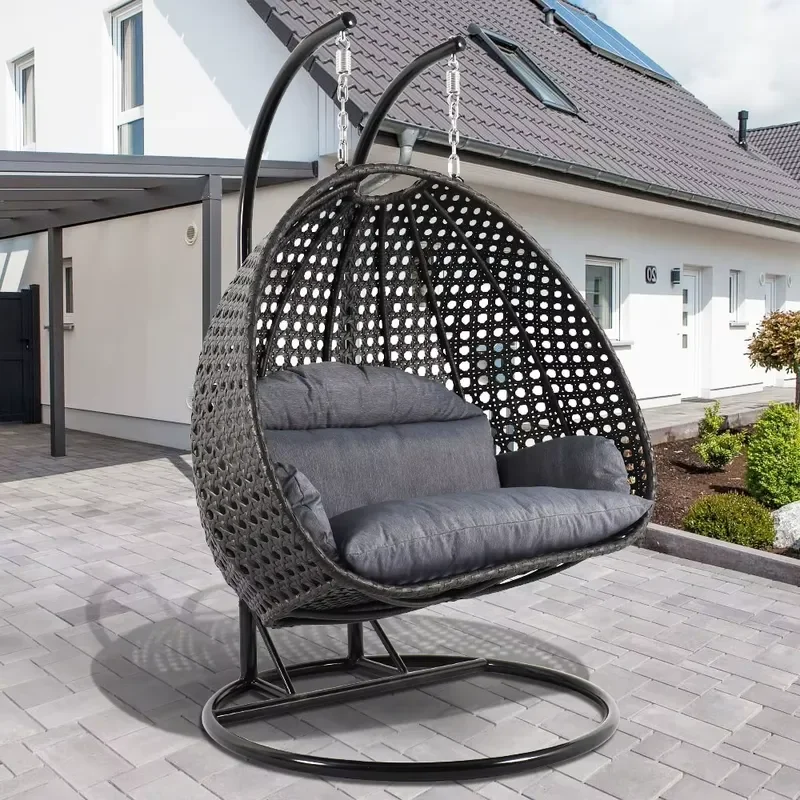 Strong Double Wicker Outdoor Rattan Swing Chair Patio Hanging Garden Furniture