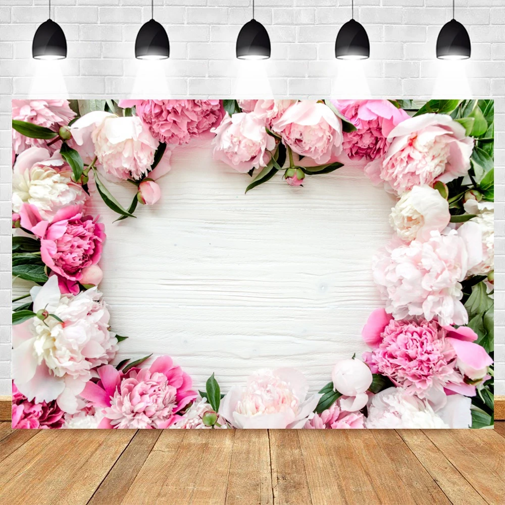 

Wood Wall Backdrop for Baby Shower Newborn Birthday Wedding Party Wooden Floor Flower Photography Background Photoshoot Props