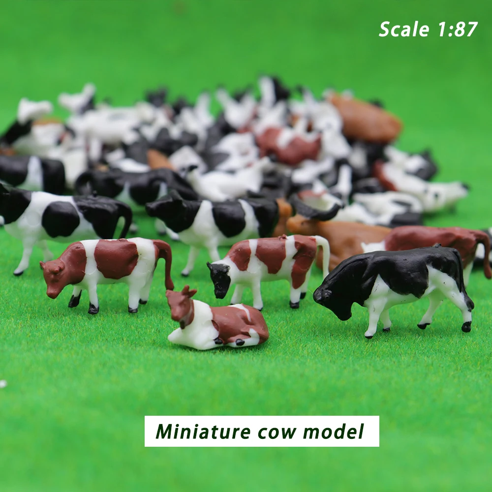 Scale 1:87 Miniature Cows Model ABS Plastic Animals Cattle Toys For Diy Making HO Farm Scene Materials Diorama Kits 20Pcs