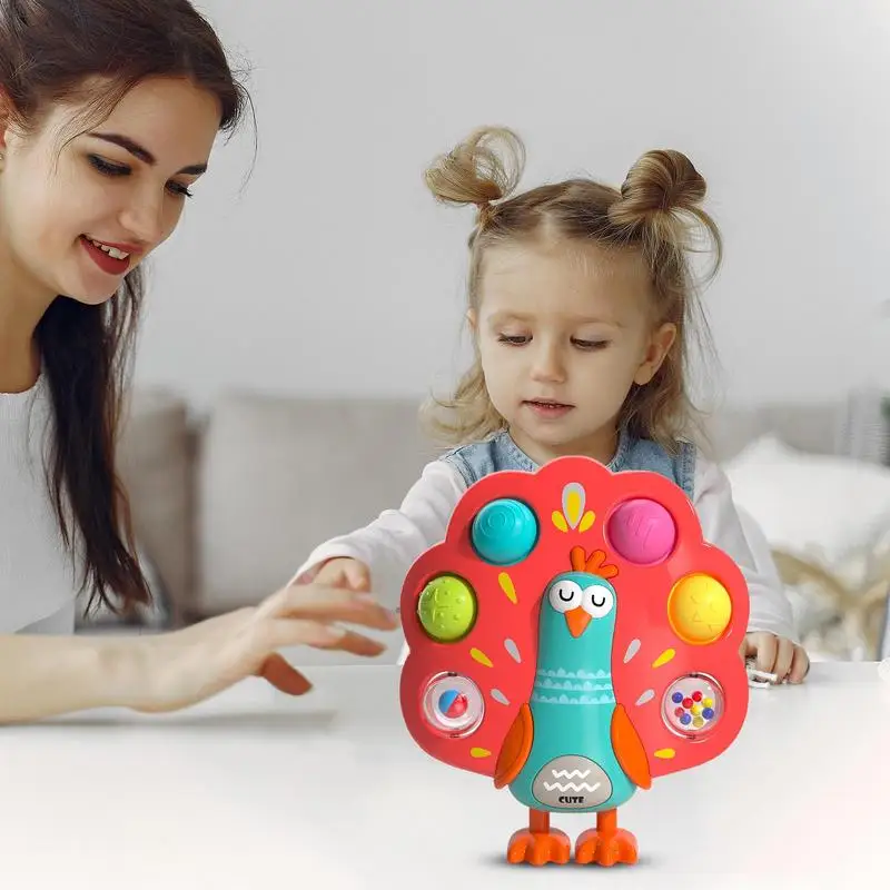 Sensory Popper Toy Multi Textured Press Toy Bird Shape Educational Toy Early Development Activities For Kids Ages 12 Months And