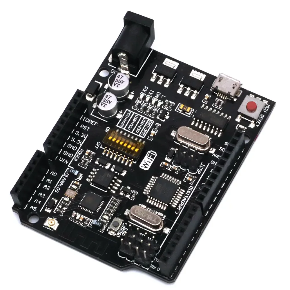 UNO + WiFi R3 ATmega328P + ESP8266 CH340 (memoria de 32Mb) 6V-9V USB-TTL CH340G para placa de desarrollo Arduino NodeMCU WeMos