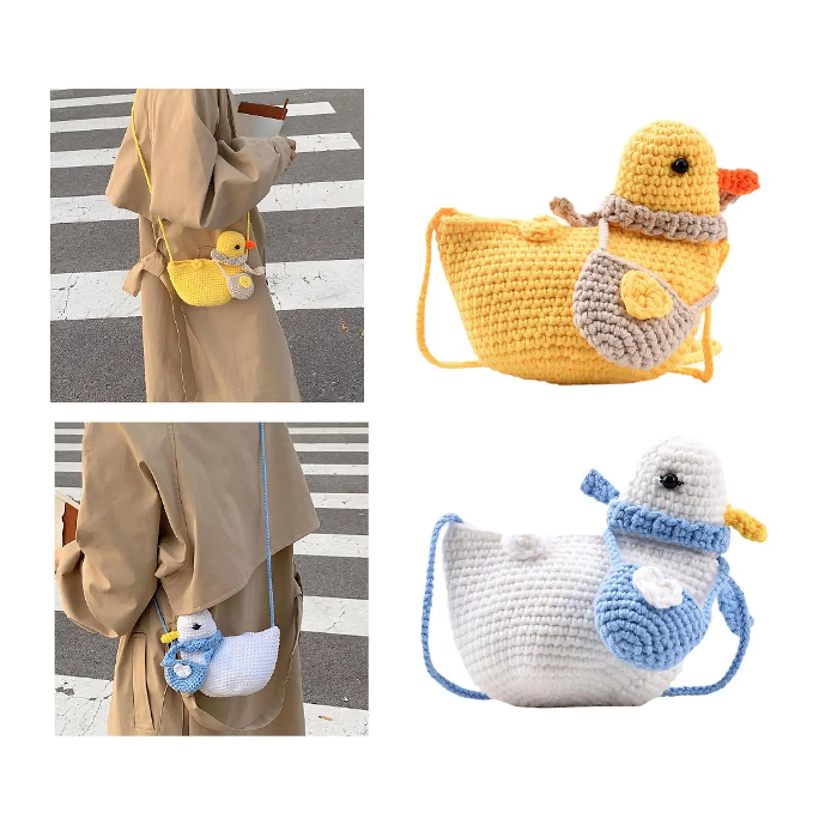 

Cute Duck Crossbody Bag Purse Tote Bag Women Bag Phone Bag Animal Shaped Knitted