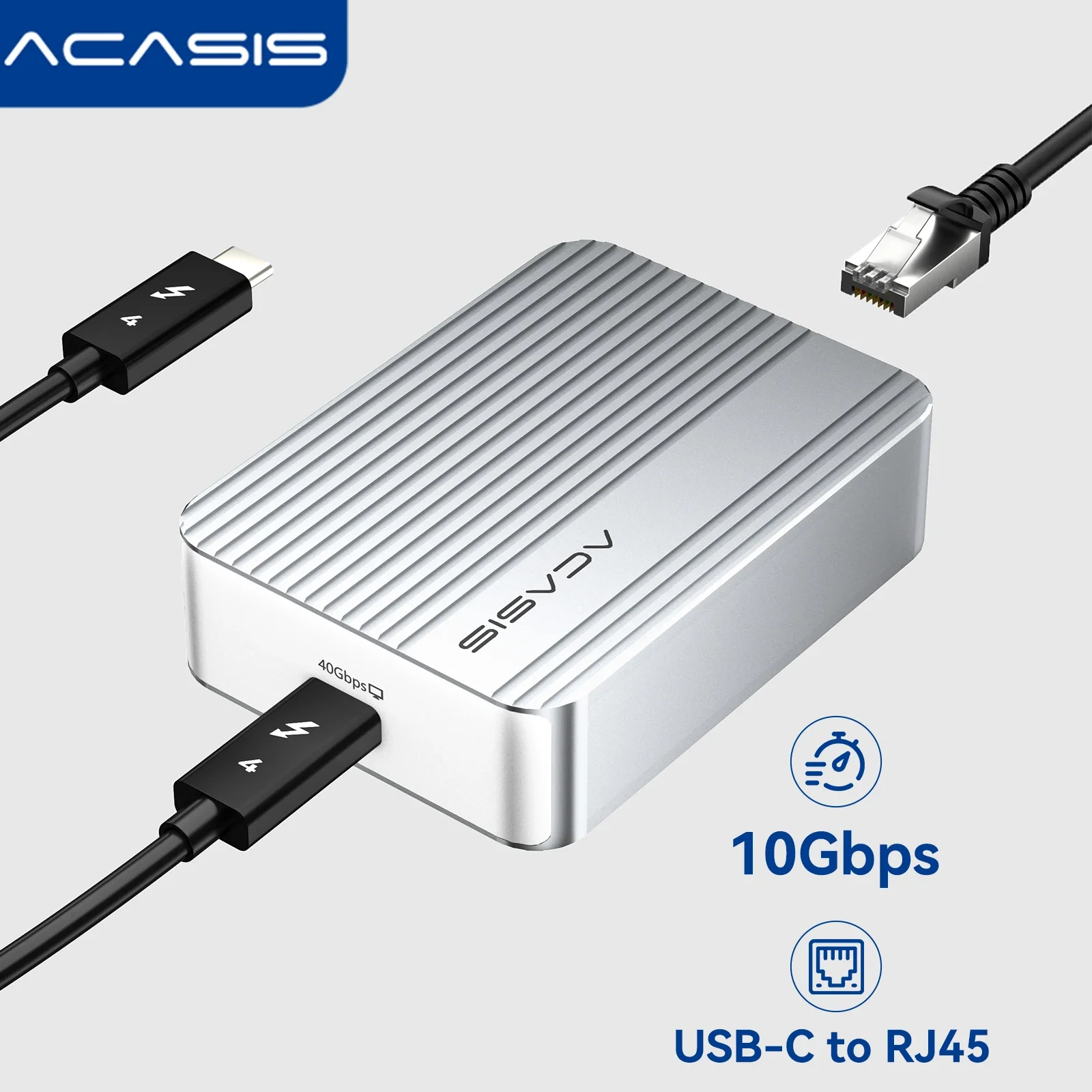 

Acasis 10Gbps USB-C Ethernet Adapter/Thunderbolt 5/4/3 Compatible/RJ45 Port/Stable High-Speed Connection for MacBook, iMac, Ma