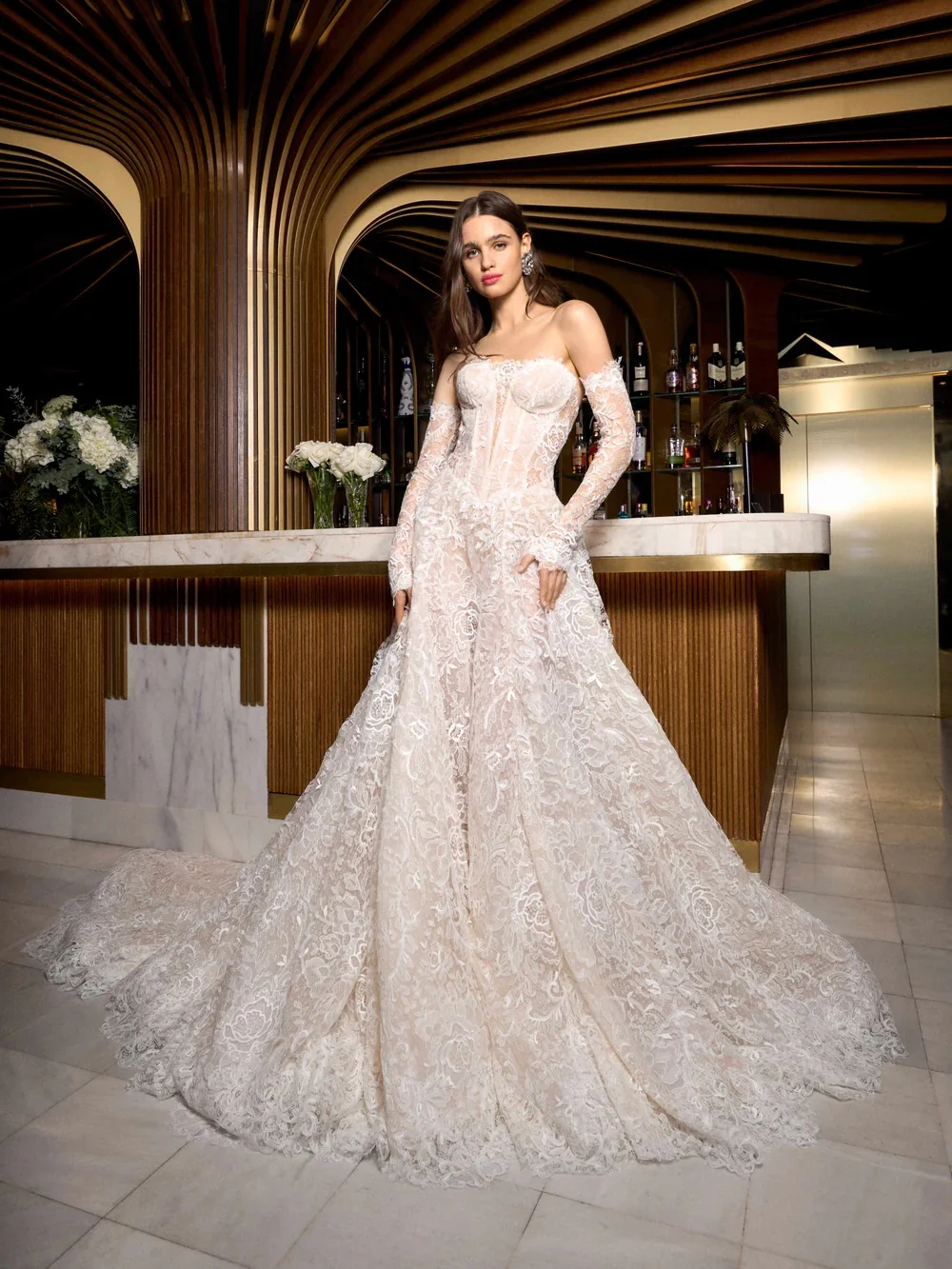 

A line Wedding Dress Lace Simple Mangas Desmontables Novia Vestido De Elegantes Long Sleeve Abiti Da Sposa Taglie Comode Bespoke