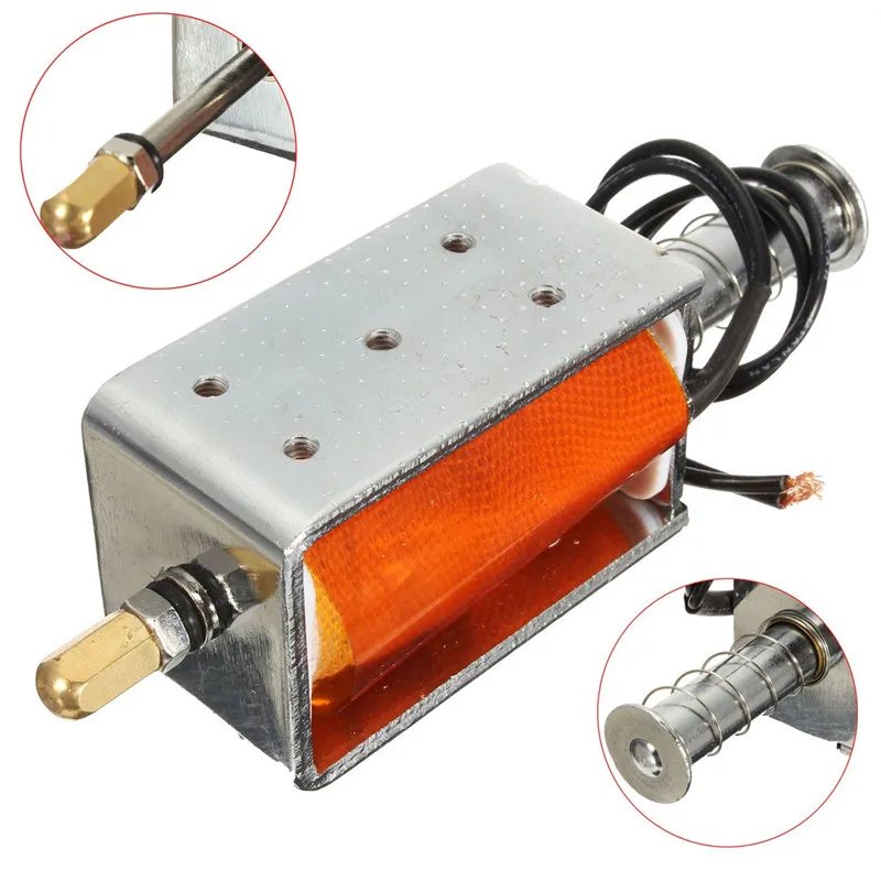 Electric Motor 35mm Long-Stroke Strong Push-Pull Solenoid DC 12V Motor Open Frame Linear Mini Electromagnetic Magnetic Solenoid