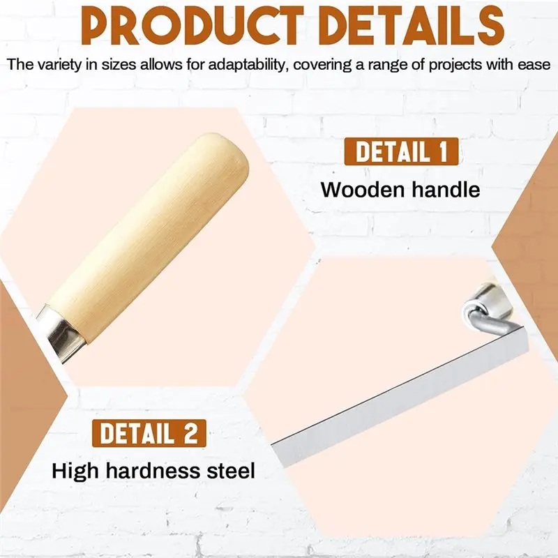 AB47-Professional Tuck Pointer Trowel Set, 3 Sizes With Wood Handle For Masonry And Mortar Repair