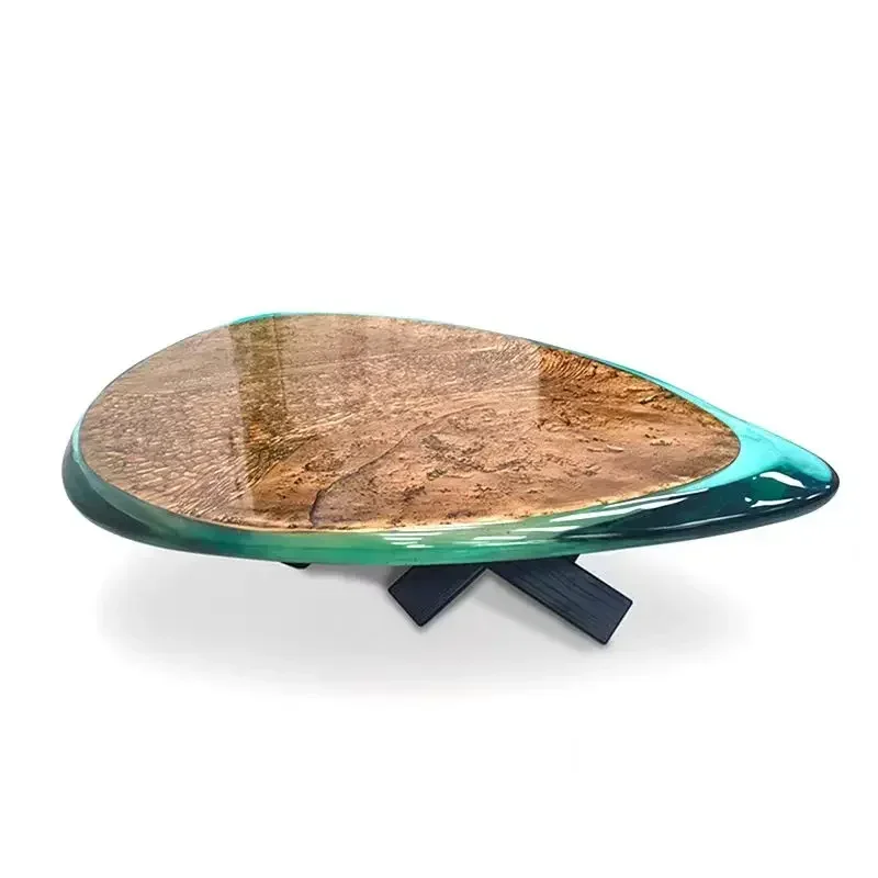 G  Liht luxury desiner epoxy transparent resin imitation copper coffee table livin room villa hotel combination corner table