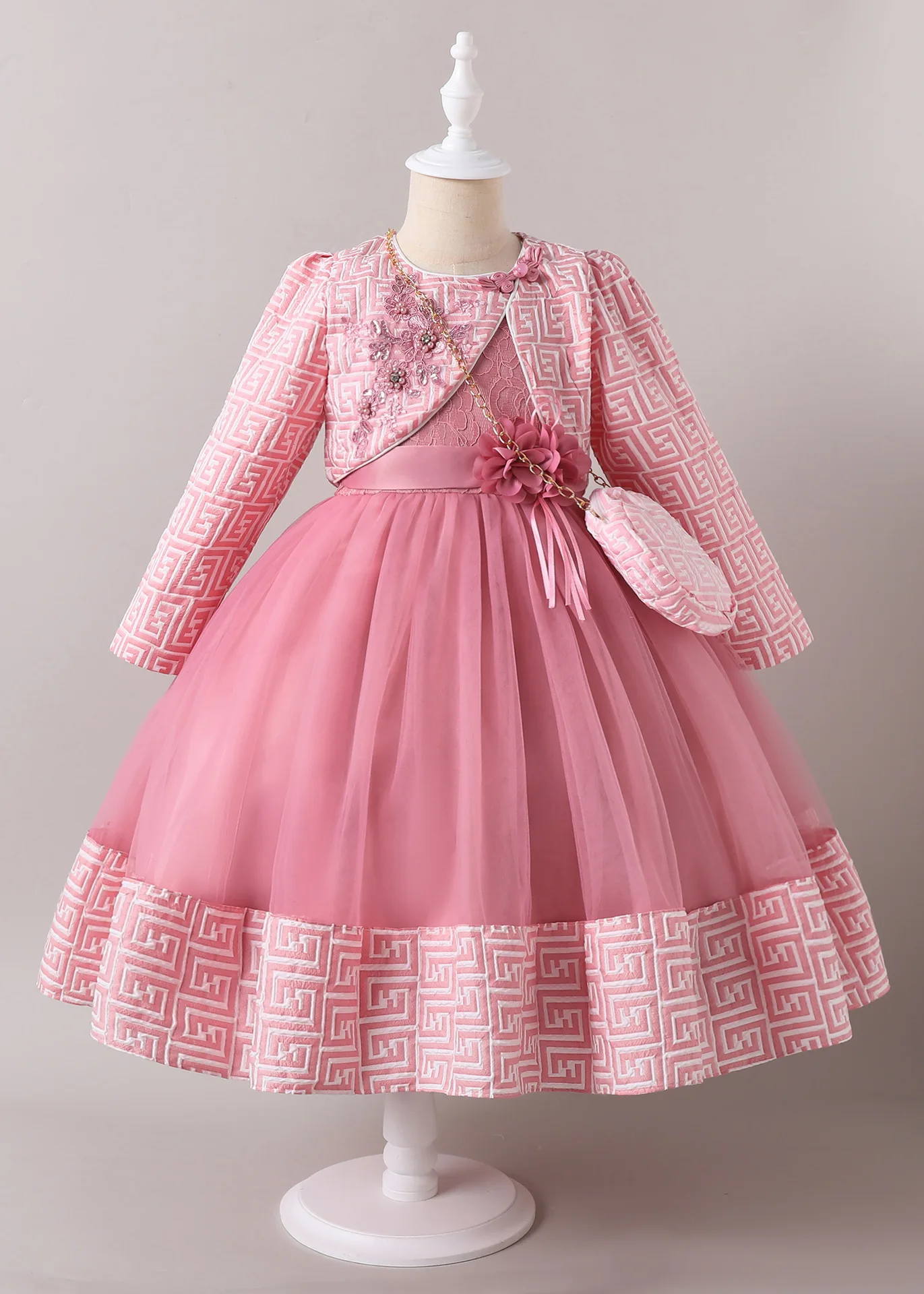 Kid Meisje Feestjurk voor Bruiloft 2 STKS Kinderen Meisjeskleding met Elegante Tas Kinderen Avondjurken 3-10Y