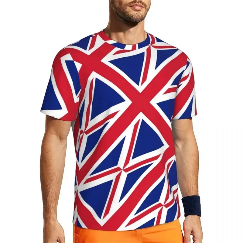 Customization Mens British Flag Graphic T Shirt For Men Summer Short Sleeve Large Size I LOVE The United Kingdom Tshirts Tees To