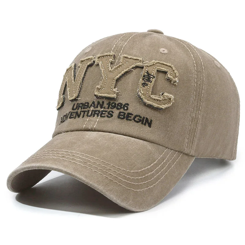 Neu eingetroffen: Vintage Baseballkappe mit großem NYC-Logo, Baumwolle, gewaschen, Frühling/Herbst, weicher Schirm, Snapback, modische Hüte für Damen und Herren – Detail 3