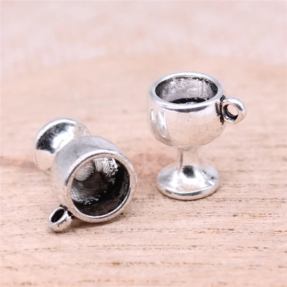 10pcs 12x13mm(0.47x0.51inch) Antique Silver Color Goblet Charms Pendants DIY Jewelry Making Accessories