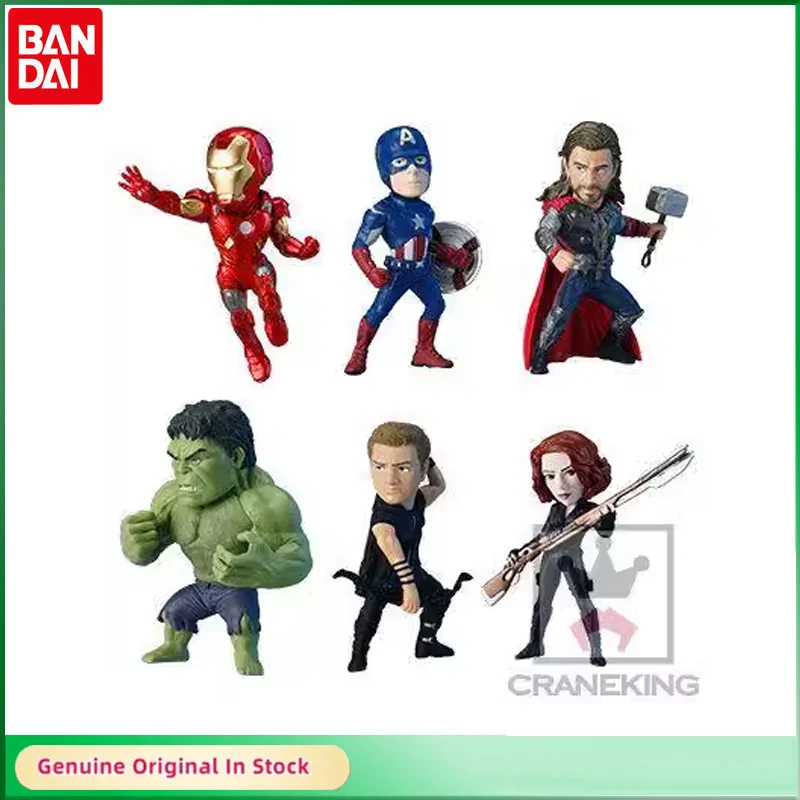 Bandai Original MARVEL The Avengers WCF1 CAPTAIN AMERICA BIACK WIDOW HAWKEVE THOR HULK Action Figure Hobbies Collectible Model