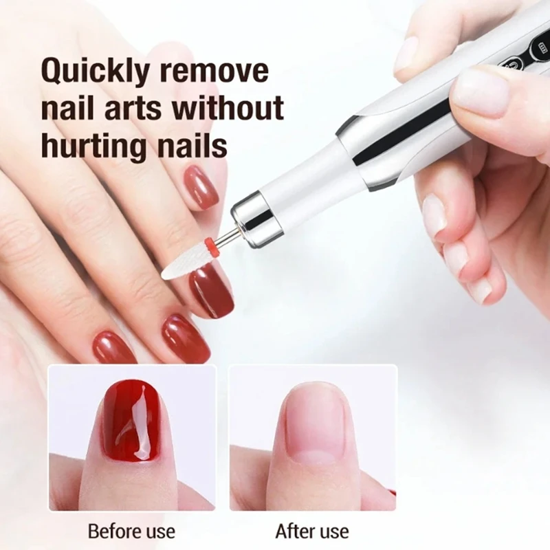 Abae-conjunto de broca elétrica para unhas, apontador de equipamentos de reparo de unhas, ferramenta profissional de moagem de unhas removedor de unhas moedor de unhas