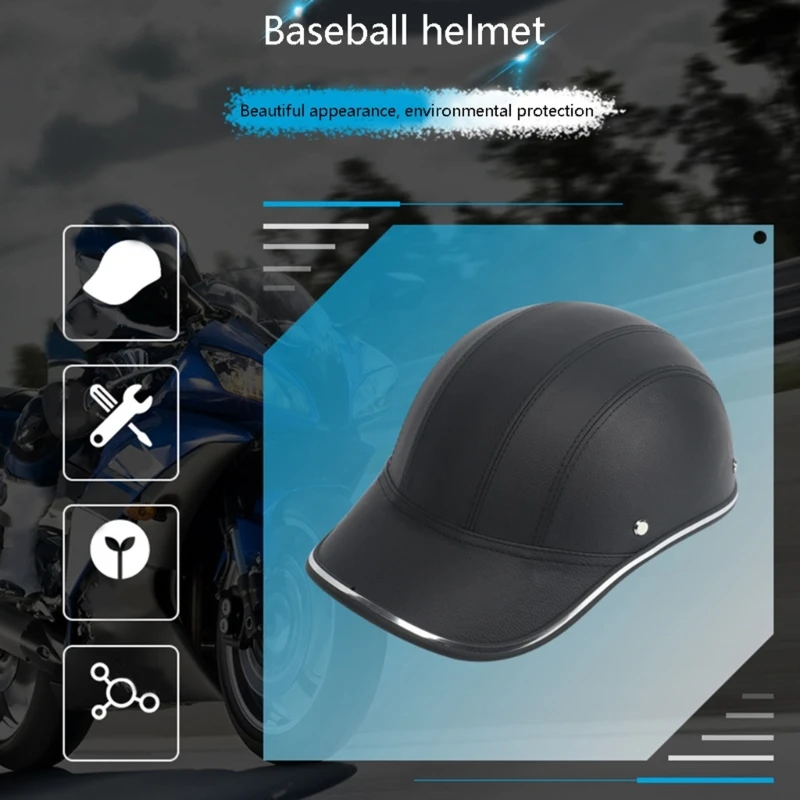 Motorcycle Helmet Open Face Dot Half Baseball Motorbike