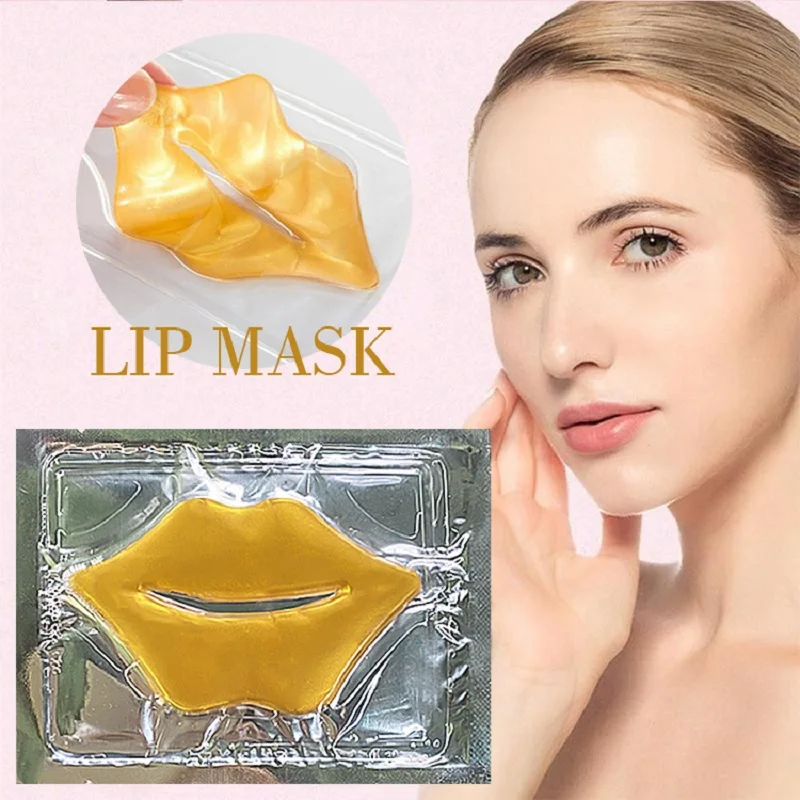 

10pcs Golden Lip Masks With Hyaluronic Acid Collagen Moisturizing Nourishing Soothing For Dry Lips Perfect Gift Set For Women