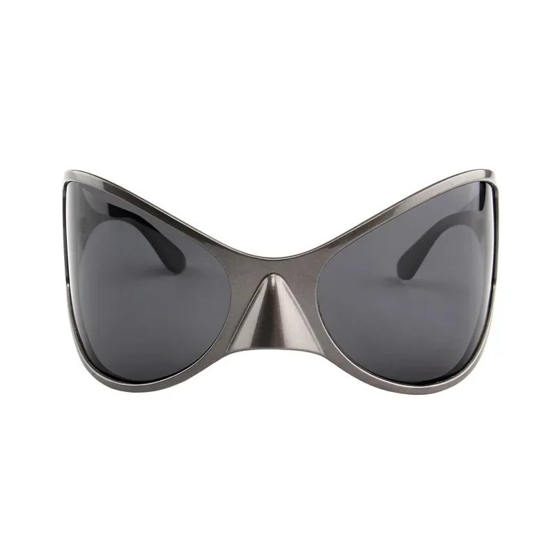 Kenbo Y2k Overs ize Punk polarisierte Sonnenbrille Frauen neue Frauen Sonnenbrille Männer Zukunfts technologie Sinn schwarz Silber Maske UV400 – Detail 5