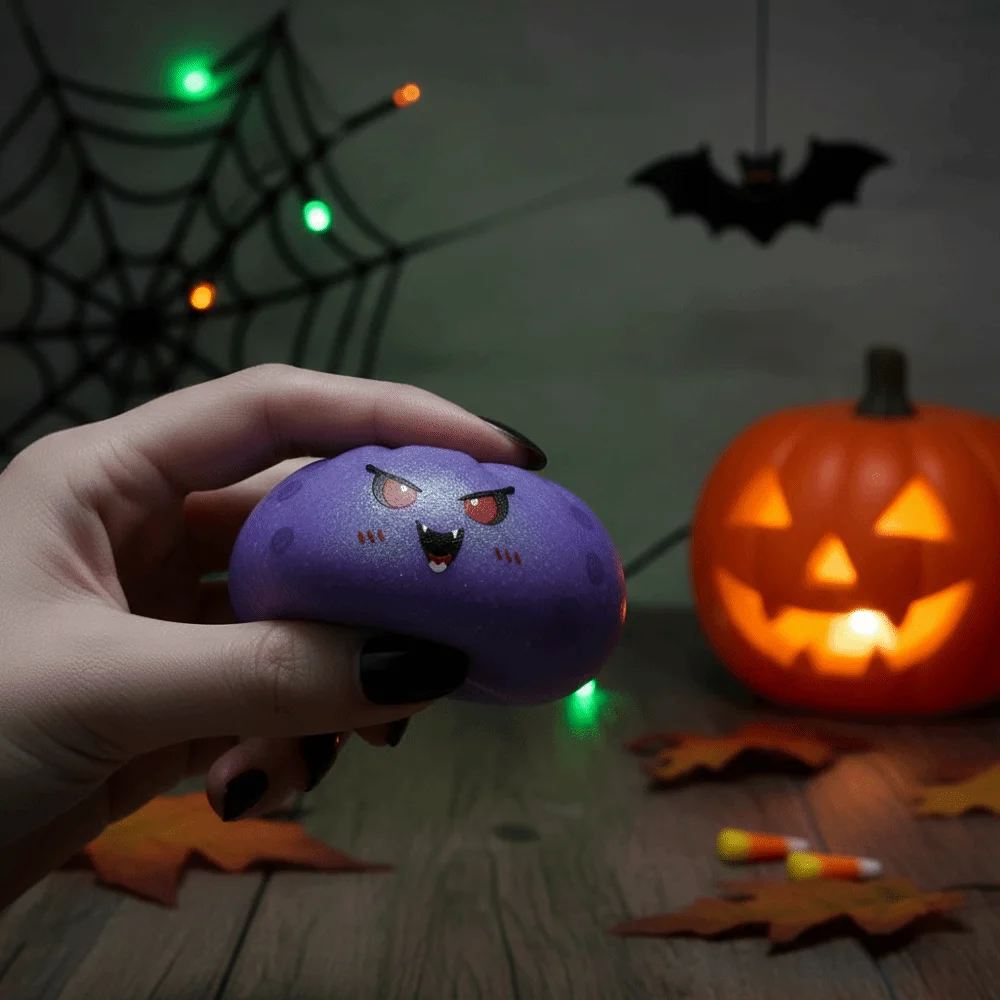 Slow Rising Dumpling Squeeze Toy Lightweight 3D Shaped Pumpkin Bun Squishy Multi-Colors Baozi Spooky Soft TPR Toy Students