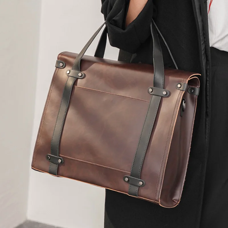 New retro Korean version of large-capacity  leisure business briefcase one-shoulder  computer men bag