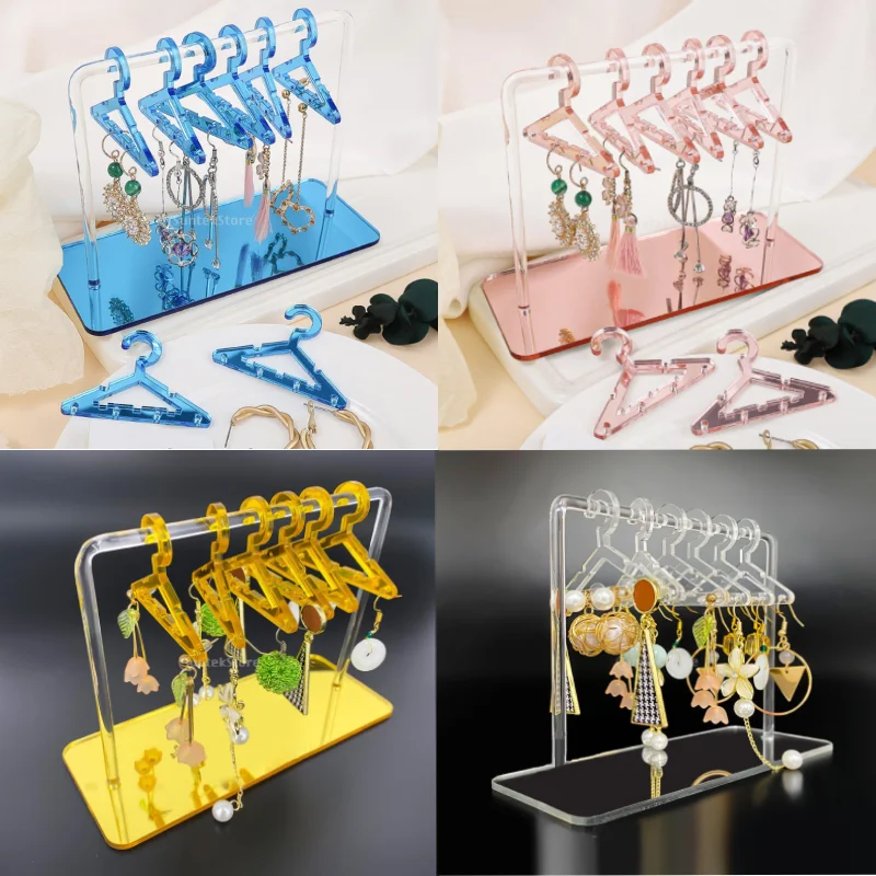 HOT 8pcs Hangers Acrylic Jewelry Display Rack Earrings Hanging Clothes Stand Storage Jewelry Shopwindow Manager Display Racks