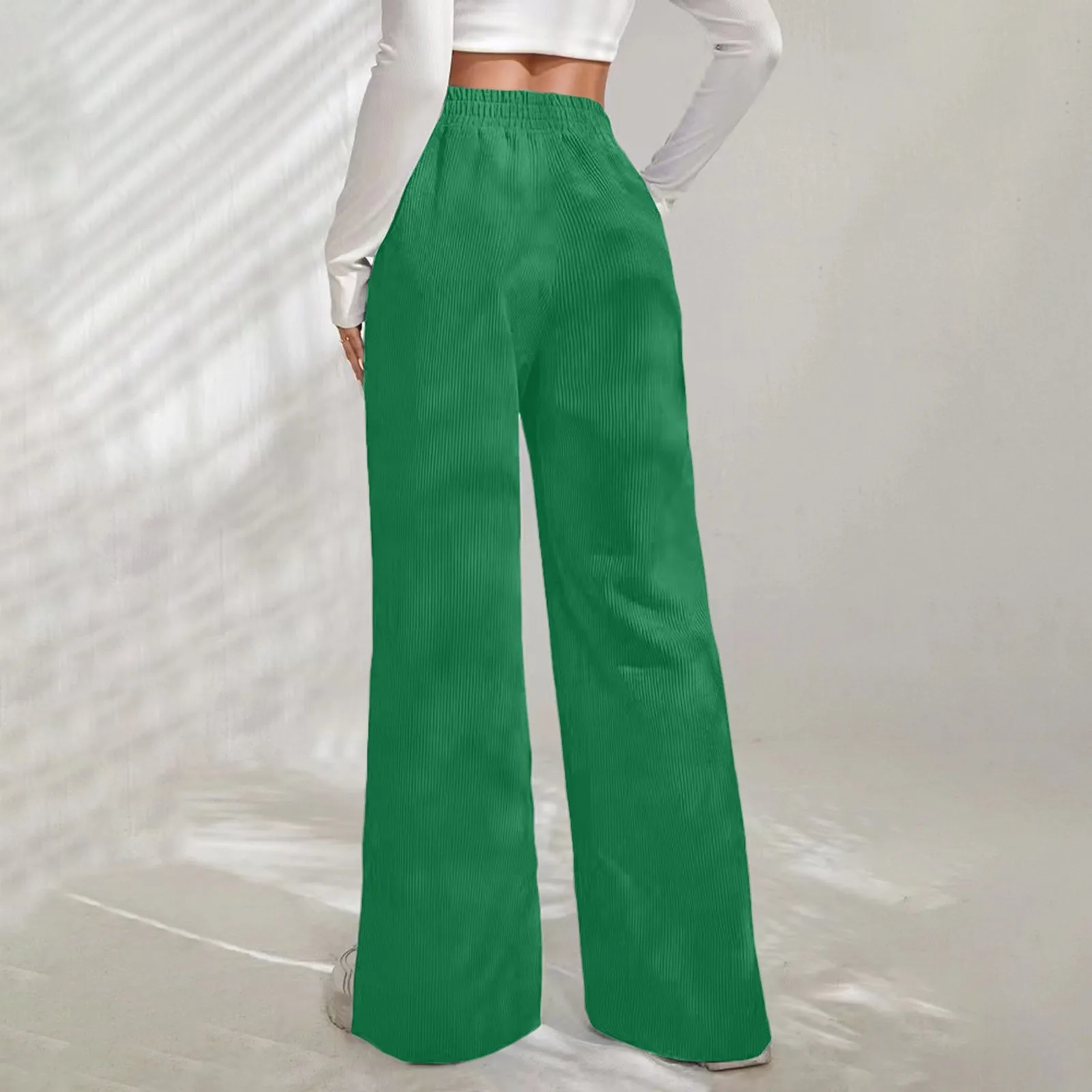 

Vintage Corduroy Pants Womens Oversized High Waist Wide Leg Pants Solid Color Corduroy Trousers Winter Loose Casual Pantalones