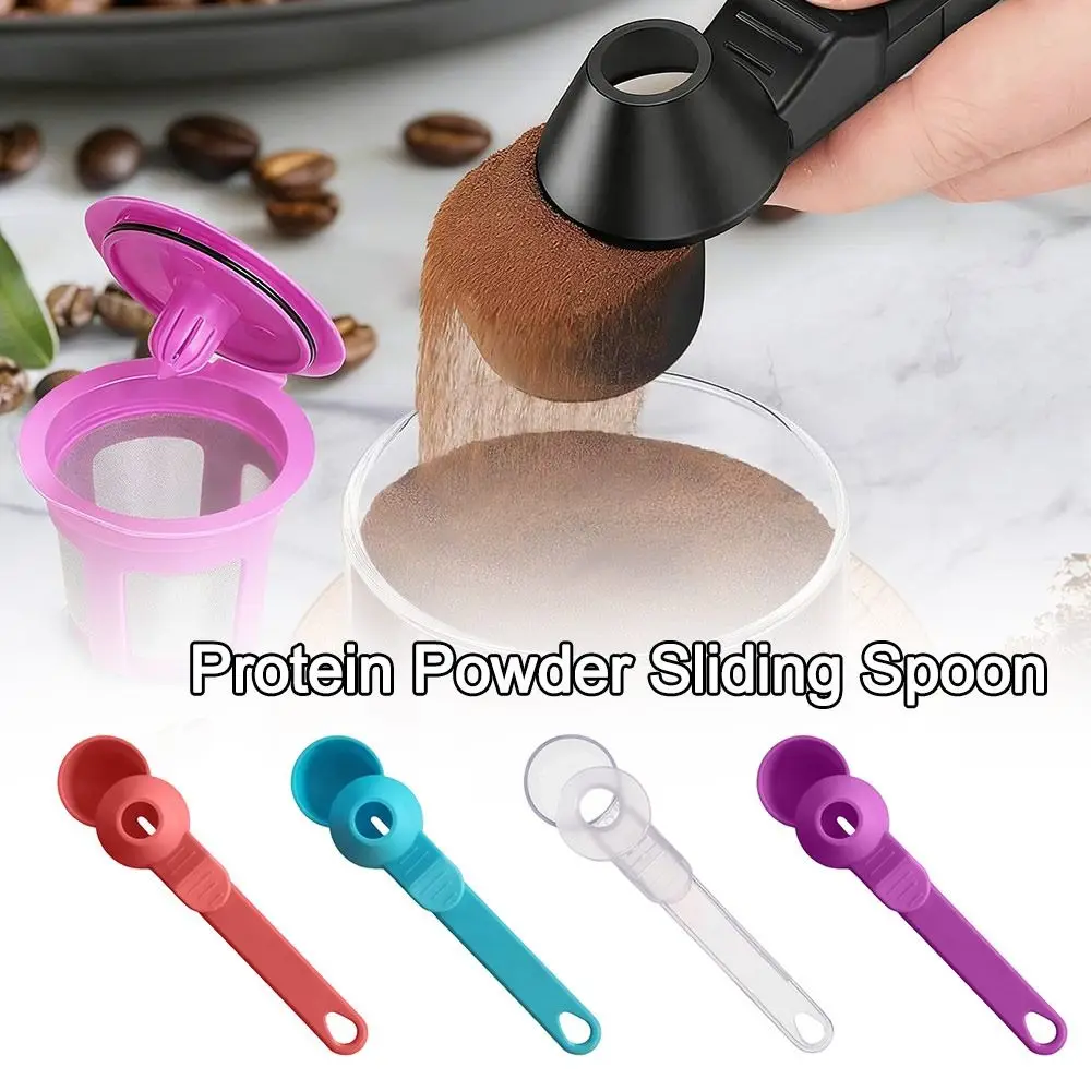 New Spill-Proof Protein Powder Sliding Spoon Reusable with Longer Handle Powder Spoon Measuring Spoon Funnel Kitchen Gadgets