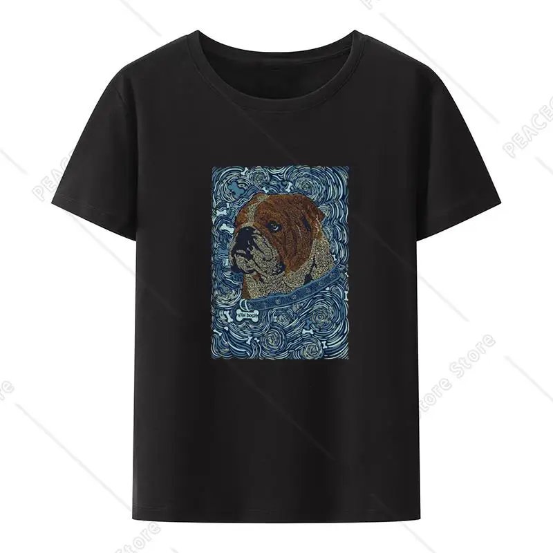 Olieverfschilderij Hond Grafische Print T-Shirt Heren Streetwear Vrijetijdskleding Hipster Comfortabele Kleding Voor Vrijetijdskleding