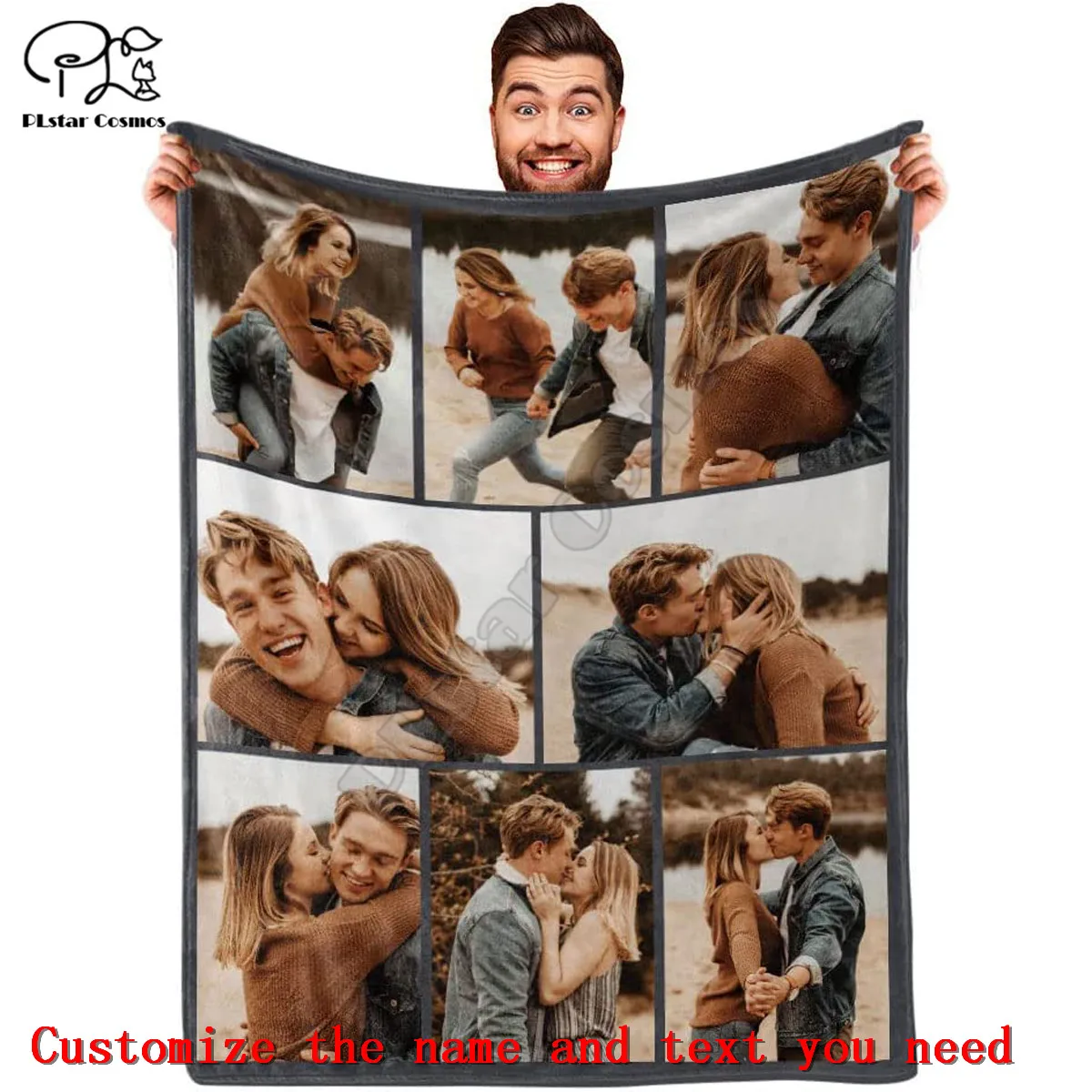 

Custom family photo fleece blanket, personalized photo blanket custom blanket with picture family memories photo blanket