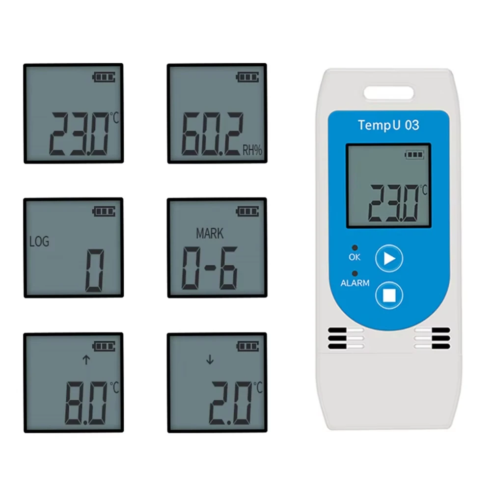 USB Temperature Data Logger TempU03 TempU04 32000 Point PDF Report Temperature Humidity Data Recorder for Storage Cold Chain