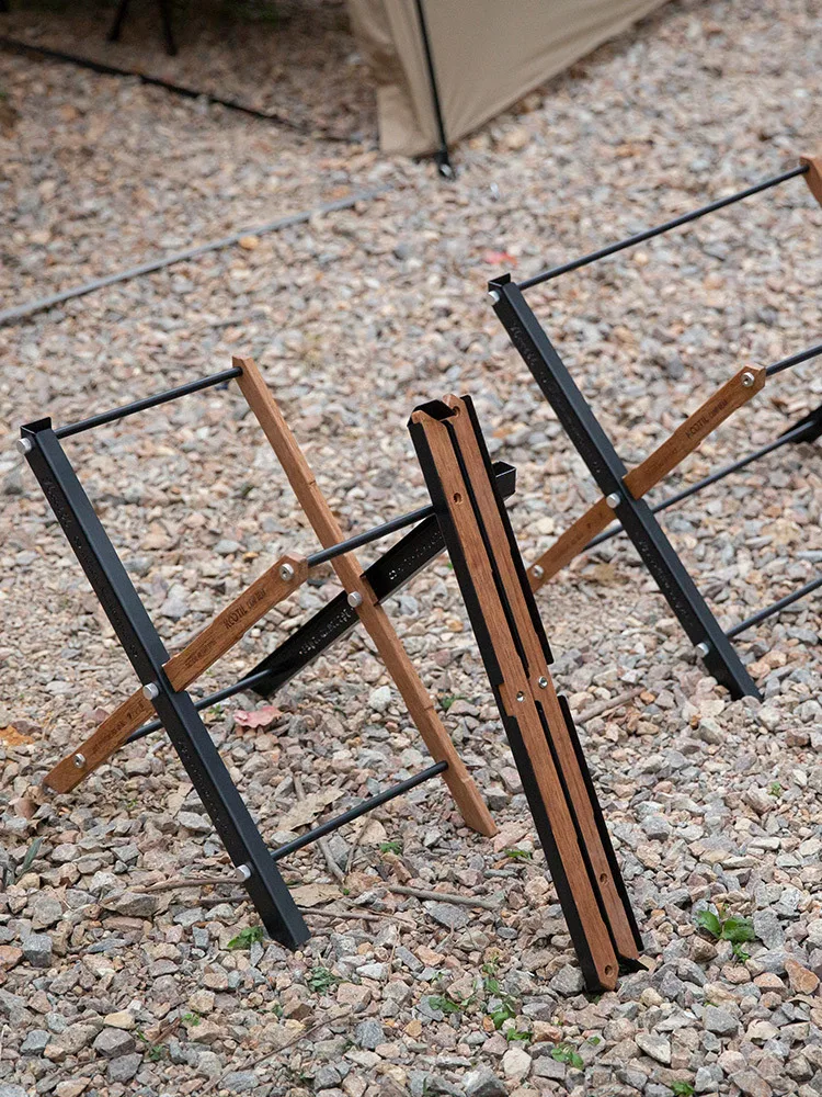 Lightweight Outdoor Camping Storage Shelf Multifunctional Portable Folding Rack Double Layer Storage Rack Cool Camping Gear