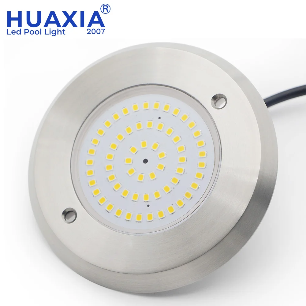 HUAXIA 10mm Slim IP68 Waterproof Underwater SMD 316SS Stainless Steel DC12V LED Pool Lights with Remote Control 63PCS