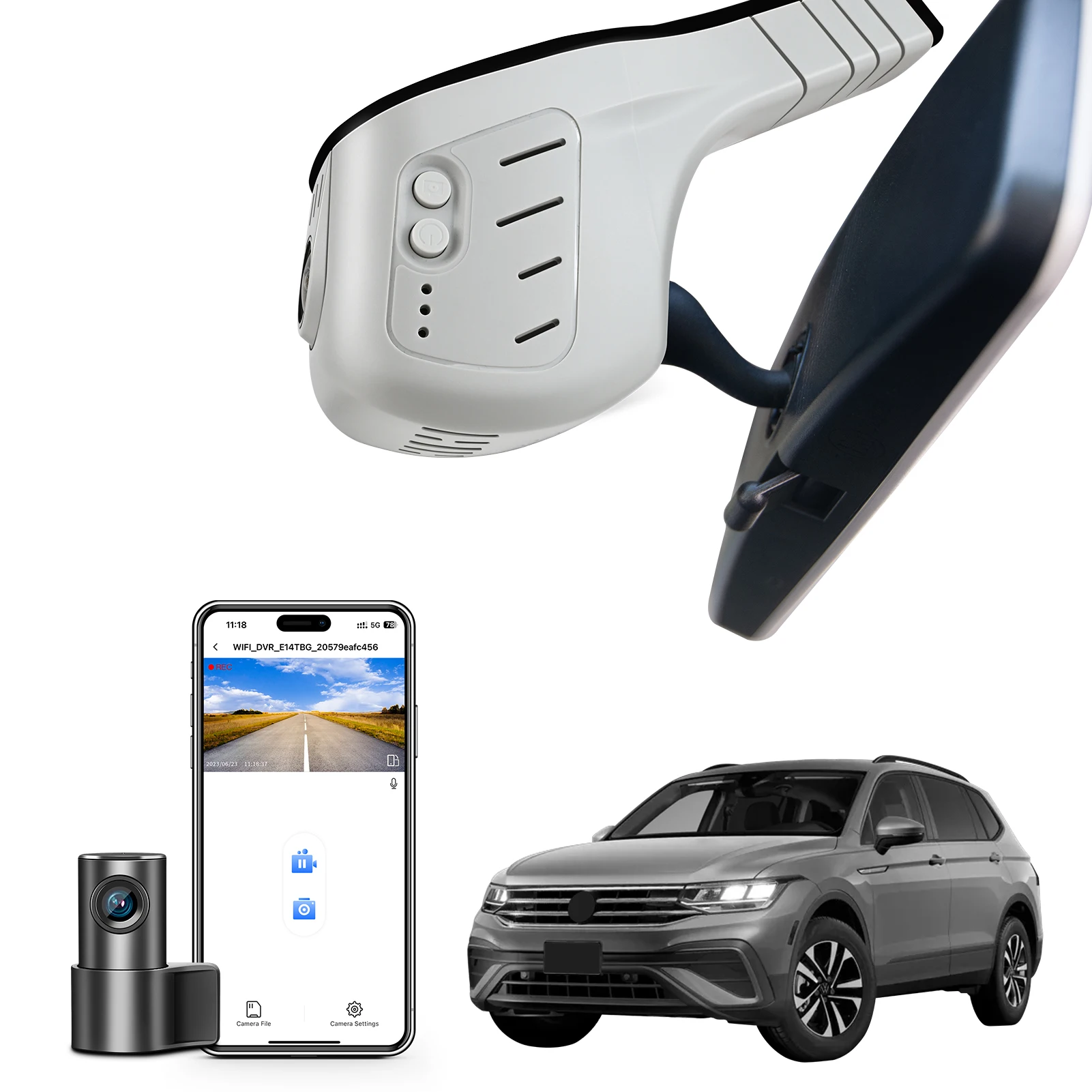 Mangoal 4K Dashcam voor Volkswagen Tiguan Gen2 AD/BW Dashcam (Model A/B) 2018-2024 GPS WiFi App Recorder 64GB/128GB kaart