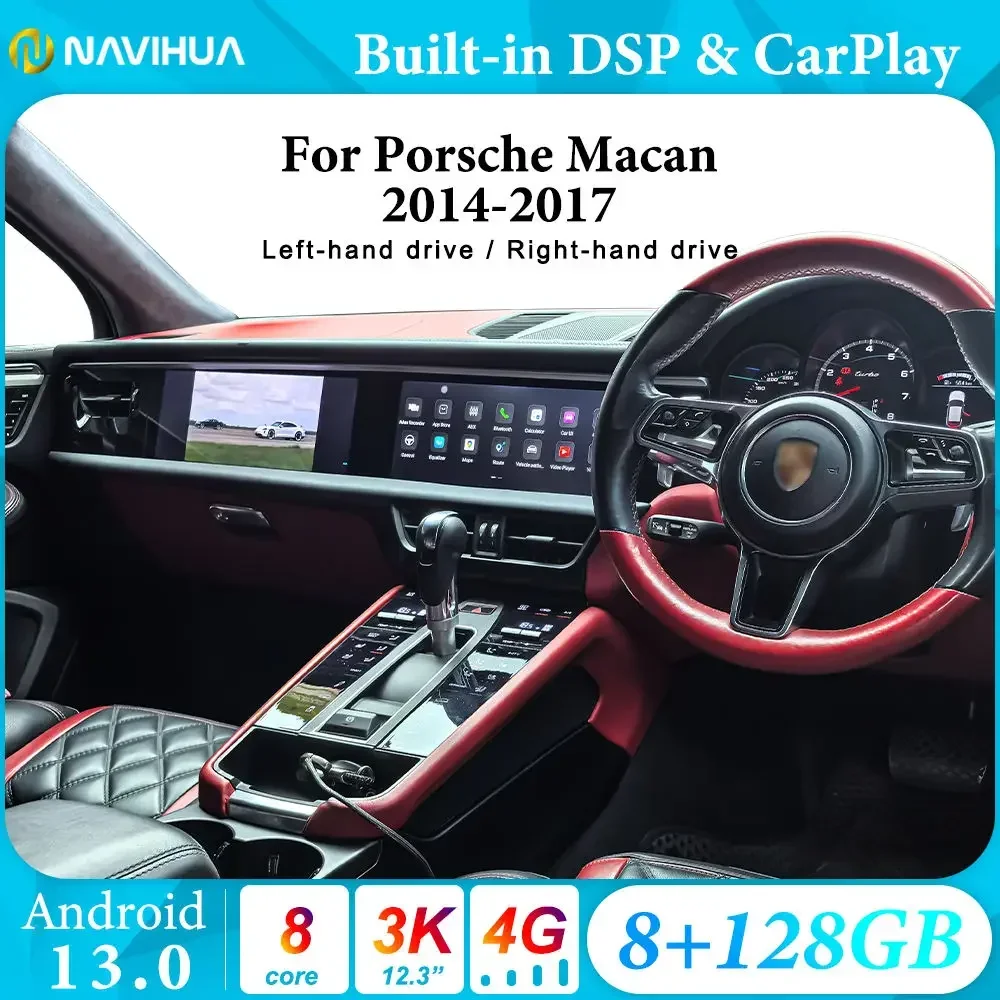 

Navihua для Porsche Macan 2014-2017, автомобильный радиоприемник с двумя экранами Android, автомобильный DVD-плеер, аксессуары для интерьера, обновление мультимедийной стерео