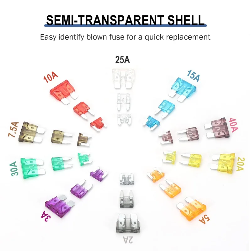1 Stück Autosicherungs-Sortiment, Blade-Kfz-Sicherungen, Low-Profile-Mini-Größe, Ersatz sicherungen für Auto-RV-LKW-Motorrad boot