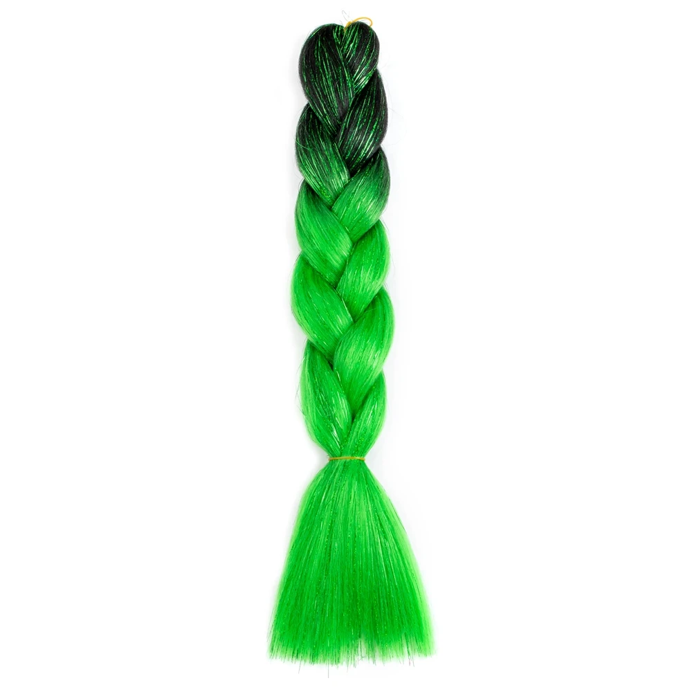 Synthetische Ombre 24Inch Glitter Jumbo Vlechten Extensions Sparkle Regenboog Gekleurde Vlechten Haar Voor Vrouwen Groothandel Diy Kapsel