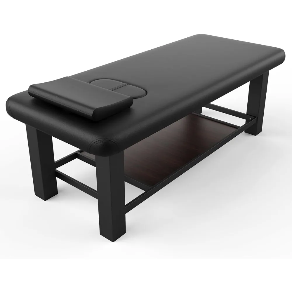 Massage Table, Fixed Backrest Wide Exam Table, Metal Frame Treatment Bed Spa Facial Salon Physical Therapy 31.5'' W × 75'' L