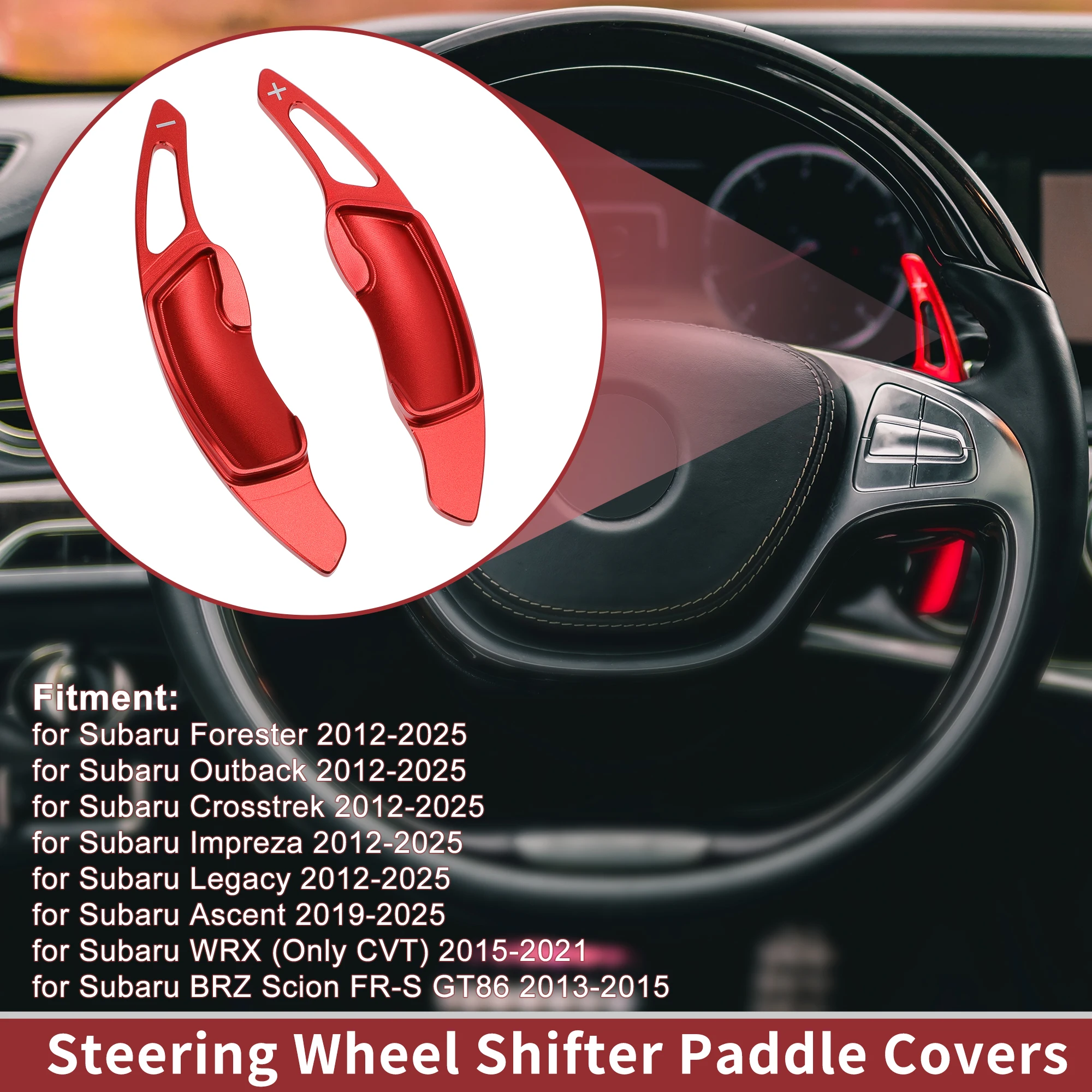 

UXCELL 1 пара красных рулевых колес из алюминиевого сплава для Subaru Crosstrek 2012-2025 гг.