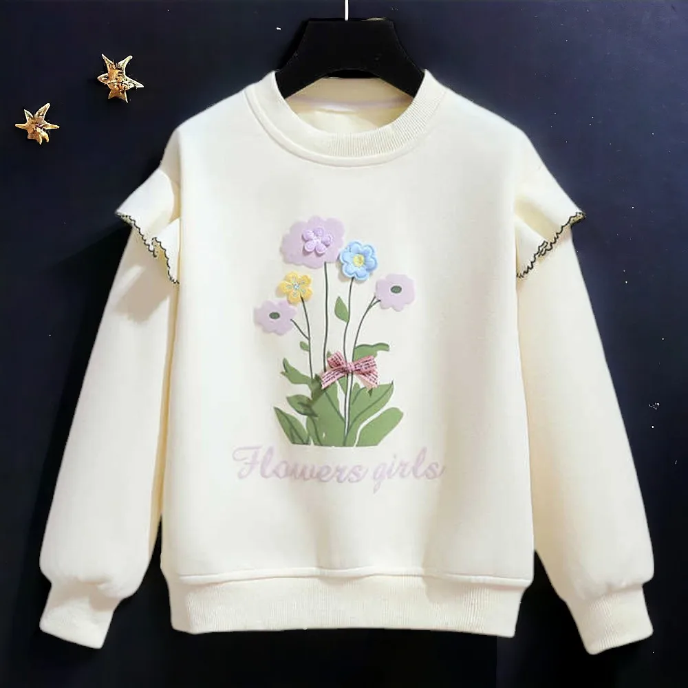 Baby School Outfits Kids Flower Sweatshirts for Girl Coat Tops Floral Shirts Uniform Teens Children Clothes 2 3 5 7 8 9 11 Years